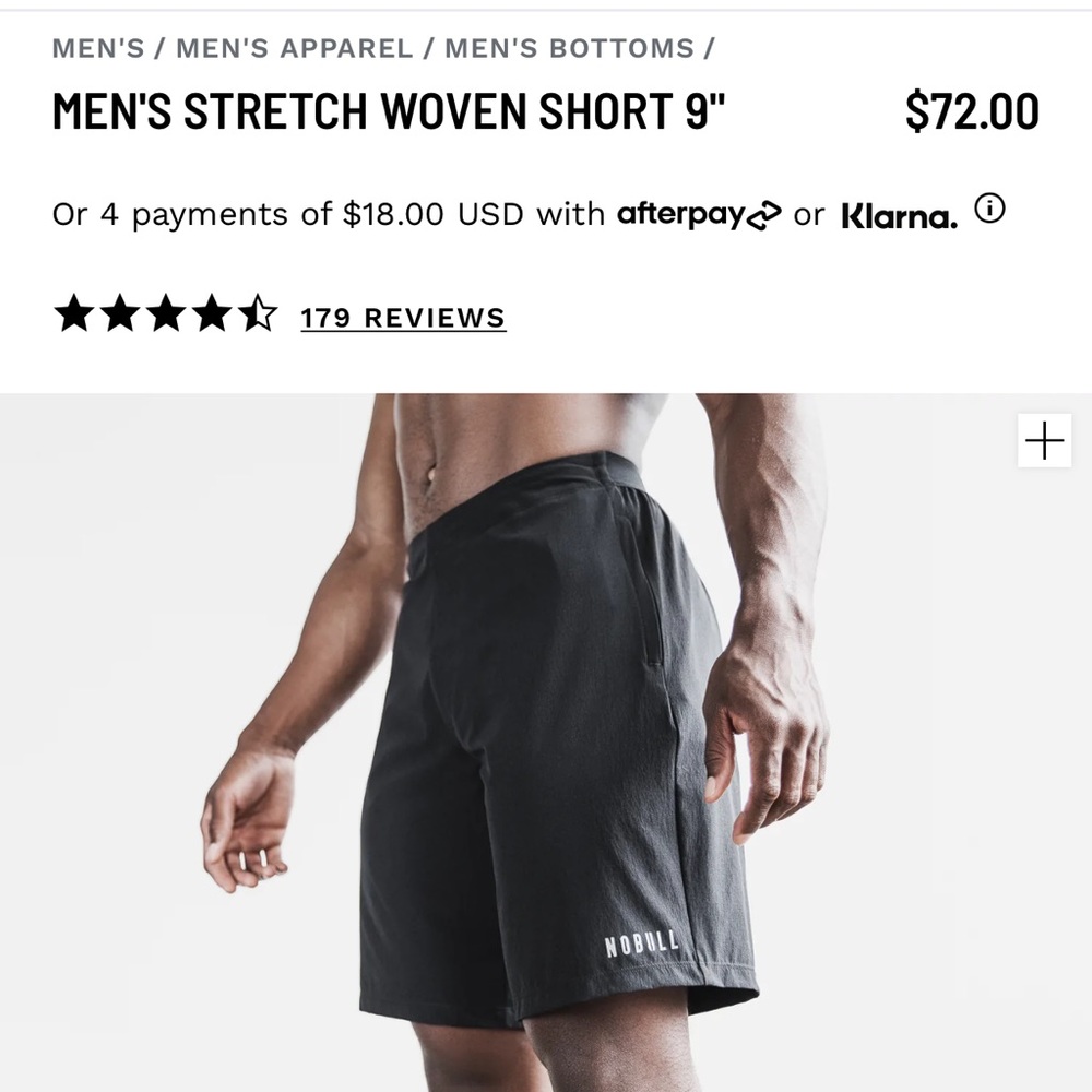NWOT nobull men’s large stretch woven short 9”.
